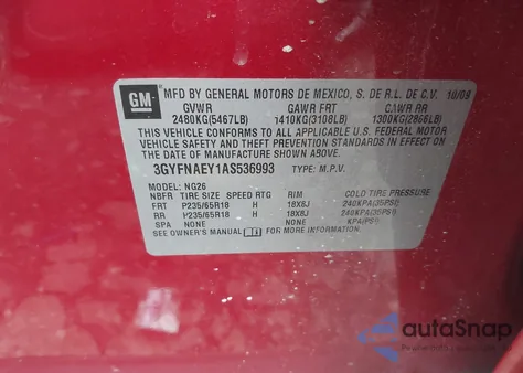 2010 Cadillac Srx Luxury Collection из США, поврежденный, VIN 3GYFNAEY1AS536993